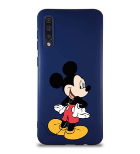 Samsung Galaxy A30S Soft Premier Kapak Mickey Mouse-D Tasarımlı Silikon Kılıf - Lacivert (Şeffaf)