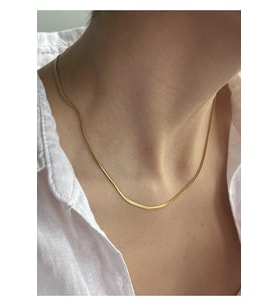 Italyan Gold Model Yassı Snake Yılan Kolye 316 L Çelik Erkek Kadın Zincir