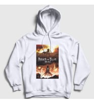 Presmono Unisex Beyaz Poster Anime Attack On Titan Kapüşonlu Sweatshirt 124662tt