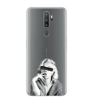 Oppo A5 2020 / A9 2020 Uyumlu Marilyn Monroe Desenli Şeffaf Telefon Kılıfı