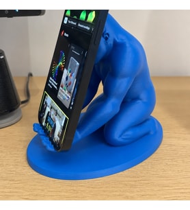 3D Baskı Goril Telefon Tutucu - Kaslı Goril Masaüstü Telefon Standı-Mavi