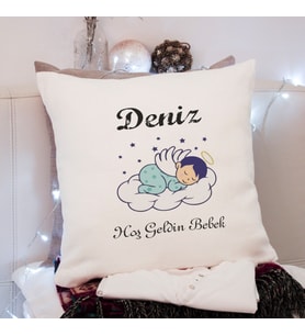 Hoş Geldin Bebek Tasarımlı Yastık Kişiye Özel