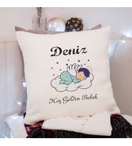 Hoş Geldin Bebek Tasarımlı Yastık Kişiye Özel