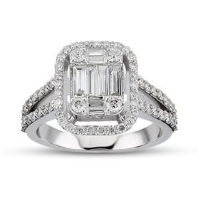 0.85 Ct Baget Pırlanta Yüzük B16 (Çok Renkli)