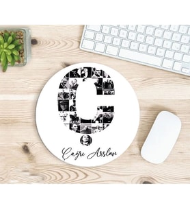 Kişiye Özel Atatürk Resimleri İle Bezenmiş Ç Harfli İsimli Baskılı Mousepad