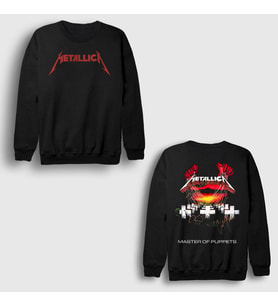 Presmono Unisex Siyah Master Of Puppets V2 Metallica Sırt Baskılı Sweatshirt 517248tt