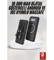 Wireless Powerbank 10000 Mah Led Ekranlı Dahili Kablolu Hızlı Şarj