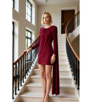 Kadın Bisiklet Yaka Uzun Kol Düz Örme Bodycon Mini Elbise Fonksiyonel Dayanıklı Kaliteli Şık