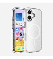 Apple iPhone 16 Plus Uyumlu Kılıf M-safe Şarj Özellikli Parlayan Simli Saydam Renkli Zore Allstar Kapak (Şeffaf)