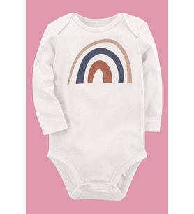 Organik Baskılı Pamuklu Unisex Bebek Body UZUNE254