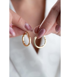 925 Ayar Gümüş 20 Mm Halka Gold Kaplama Şarnel Küpe