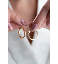 925 Ayar Gümüş 20 Mm Halka Gold Kaplama Şarnel Küpe