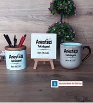 Anestezi Teknisyeni Dekoratif Taş, Kalemlik, Sihirli Oval Kupa Bardak Hediye