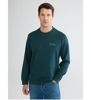 LCWAIKIKI Classic Petrol Bisiklet Yaka Nakışlı Erkek Sweatshirt