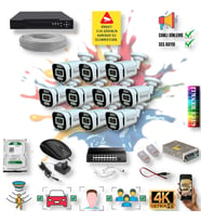 10 Kameralı IP Set - Yapay Zeka Özellikli Gece Renkli Gösteren Sesli 6 Warm Ledli 4K FULLHD IP Güvenlik Kamerası Seti 4386WS