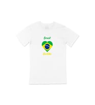 Curitiba Brezilya Bayraklı Kalpli Tişört (Beyaz)