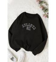 Unisex Atlanta Bisiklet Yaka Sweatshirt (Siyah)