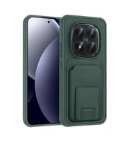 Coverzone Xiaomi Redmi Note 15 Pro ile Uyumlu K?l?f Z-Bikart Kart B�lmeli Standl? Kilif, Deri Dokulu Y�zey, Darbe Emici Kenar Koruma, Arka Kapak Tasar?m? Xiaomi Redmi Note 15 Pro kilif Koyu Ye?il
