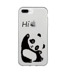 Iphone 7 Plus / 8 Plus Uyumlu Sevimli Panda Desenli Şeffaf Telefon Kılıfı