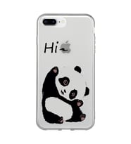Iphone 7 Plus / 8 Plus Uyumlu Sevimli Panda Desenli Şeffaf Telefon Kılıfı