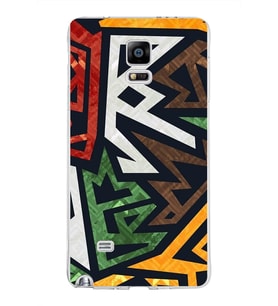 Samsung Galaxy Note 4 Kapak  Soyut Grafiti Tasarımlı Şeffaf Silikon Kılıf
