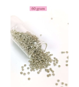 Dökme Cam Kum Boncuk (8/0) 3 mm - 60 Gram - Parlak Gümüş - BNC188