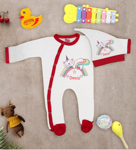 BK Kids Kişiye Özel Bebek Kıyafeti, Bebek Giyim Hediyesi, Tulum Zıbın ve Kukuletalı Şapka Seti-3