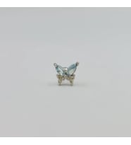 Gümüş Mavi Taşlı Kelebek Piercing Küpe Tragus