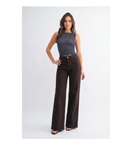 Kadın Kahverengi Geniş Paça Wide Leg Jean Pantolon