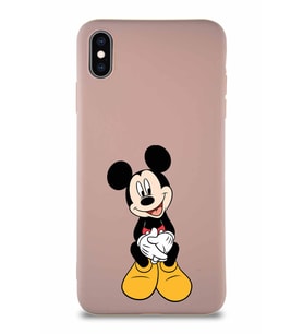 Apple iPhone XS Max Soft Premier Kapak Mickey Mouse-A Tasarımlı Silikon Kılıf - Pudra (Şeffaf)