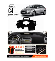 CITROEN C4 (2004-2009) Uyumlu Torpido Örtüsü Torpido Kılıfı - Siyah