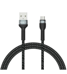 Güçlü ve Dayanıklı 1 Metre Micro USB Kablo Hızlı Şarj ve Data Veri Aktarımı (2.4A Güç, 480Mbps Hız) (Siyah)