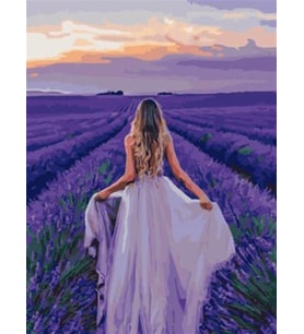 Lavantalar İçinde Sayılarla Boyama Seti 40x 50 cm ( Tuval Şasesine Gerili)
