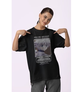 Tasarım Killua Zoldyck Hunter X Hunter Baskılı Unisex Oversize Anime Dizi Karakter Tişört