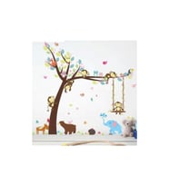 cosy home gift Çocuk Ve Bebek Odası Sevimli Orman Hayvanları Ayı Fil Maymun Geyik Baykuş Duvar Sticker 116x104 Cm