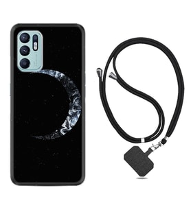 Oppo Reno 6 Kılıf Silikon Boyun Askılı İpli Desenli Silikon Yalnız Ay 1744