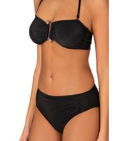 Endeep Kadın Aksesuarlı Fitilli Dokulu Siyah Bikini Takımı 22287