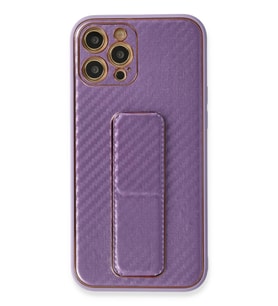 Pilelistore   iPhone 12 Pro Kılıf Coco Karbon Standlı Kapak - Mor
