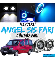 Fiat Doblo D1 2000-2005 Uyumlu Mercekli Angel Sis Farı Metal 76 mm Buz Mavi Halkalı Gündüz Farı 2 Ad