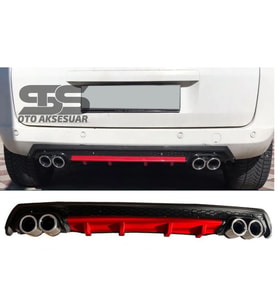 Fiat Fiorino Difüzör Arka Tampon Eki 4 Egzoz Çıkışlı Kırmızı Lüx Tip