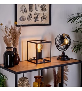 RİOLİGHT MODERN12, RETRO,VİNTAGE,RUSTİK SİYAH 1XE27 DUYLU KÜP METAL 20CMX20CM ABAJUR