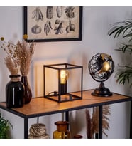 RİOLİGHT MODERN12, RETRO,VİNTAGE,RUSTİK SİYAH 1XE27 DUYLU KÜP METAL 20CMX20CM ABAJUR