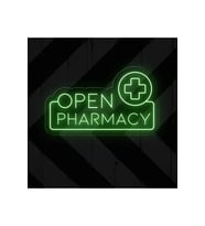 OPEN PHARMACY Yazılı ve Şekilli Neon Tabela