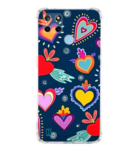 PrintiFy Realme C25 Uyumlu Retro Color 3 Baskılı Şeffaf Köşe Korumalı Antişok Kılıf