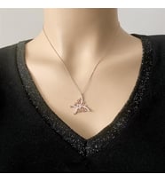 Beyaz Taşlı Kelebeğim Rose kaplama Gümüş Kolye (Karışık)