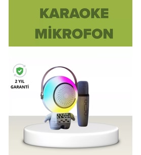 Astronot Tasarımlı Bluetooth Speaker Kablosuz Mikrofon Karaoke Seti