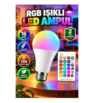 RGB 16 Renk Uzaktan Kumandalı E27 LED Ampul 15W Dekoratif Aydınlatma