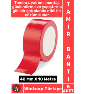 Uzun Ömürlü Su Nem Küfe Dayanıklı Çok Amaçlı KIRMIZI Montaj Onarım Tamir Bantı 48 MmX10 Metre 5 Adet
