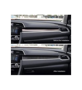 Honda Civic Fc5 2016-2021 Uyumlu Karbon Torpido Göğüs Kaplama 3 Parça