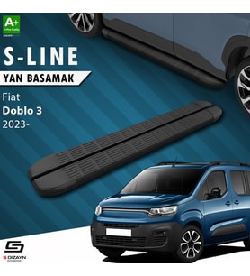 S-Dizayn Fiat Doblo 3 Uzun Şase S-Line Siyah Yan Basamak 213 Cm 2023 Üzeri
